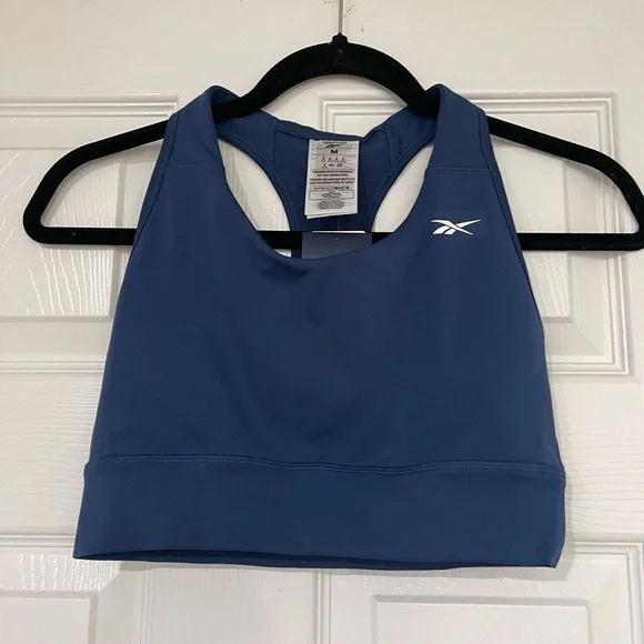 Reebok Women Running Essentials Blue Sports Bra Unpadded Cup NEW - Picture 5 of 5